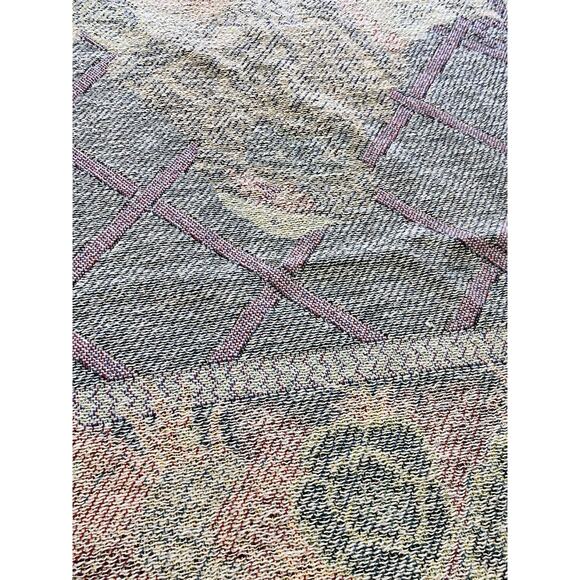 VTG Fitz And Floyd Santa Throw Woven Cotton Fringed Reverse Weave 67” x 52” - Picture 15 of 16